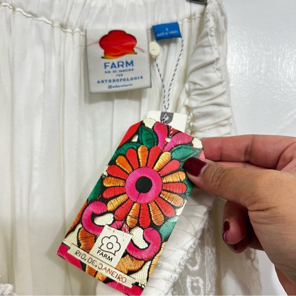 Anthropologie x Farm Rio Small Ivory Off Shoulder Lace Wide Leg Cropped Jumpsuit - Picture 11 of 13